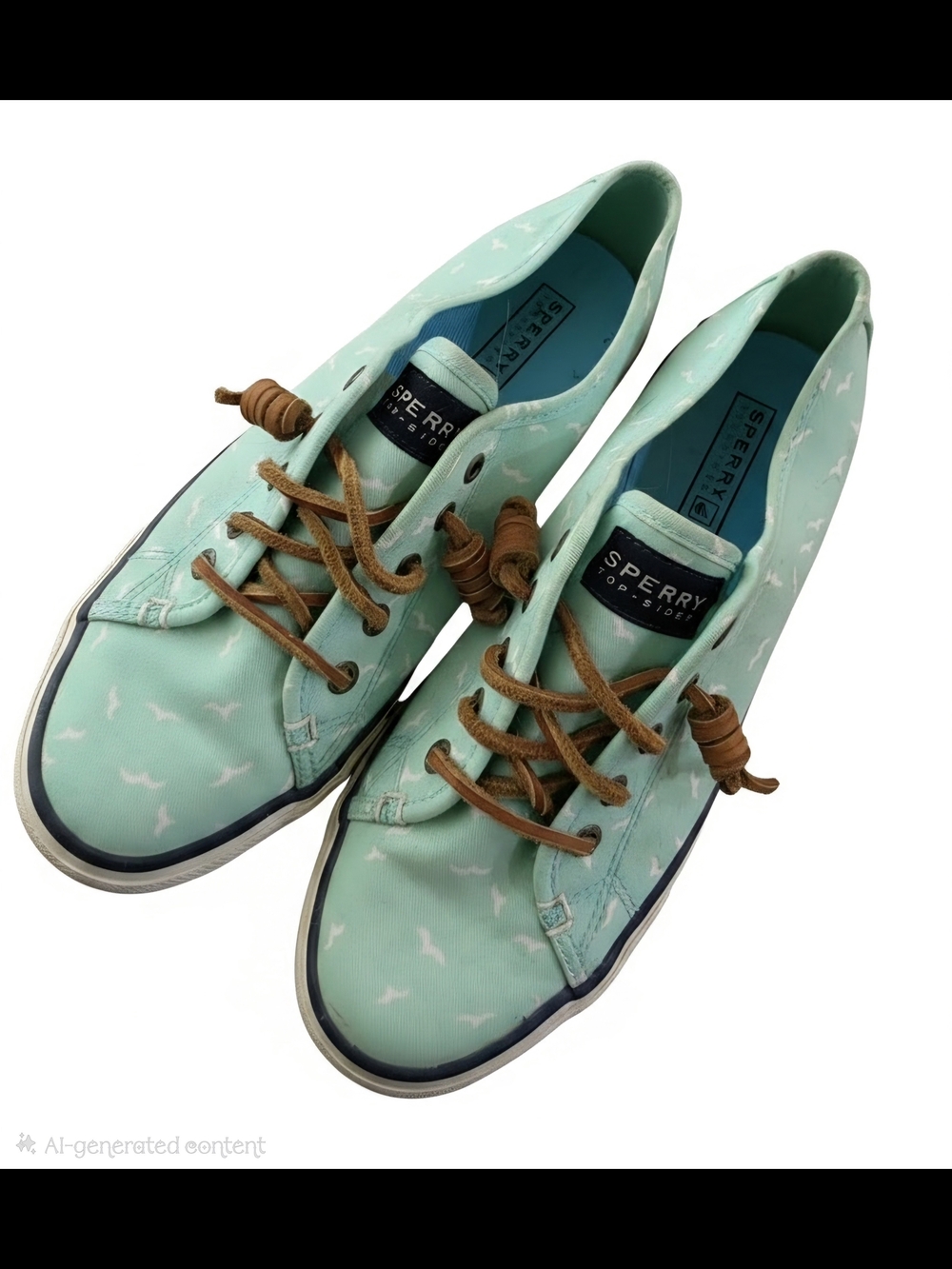 Sperry Mint Green Canvas Boat Sneakers with Tan Laces